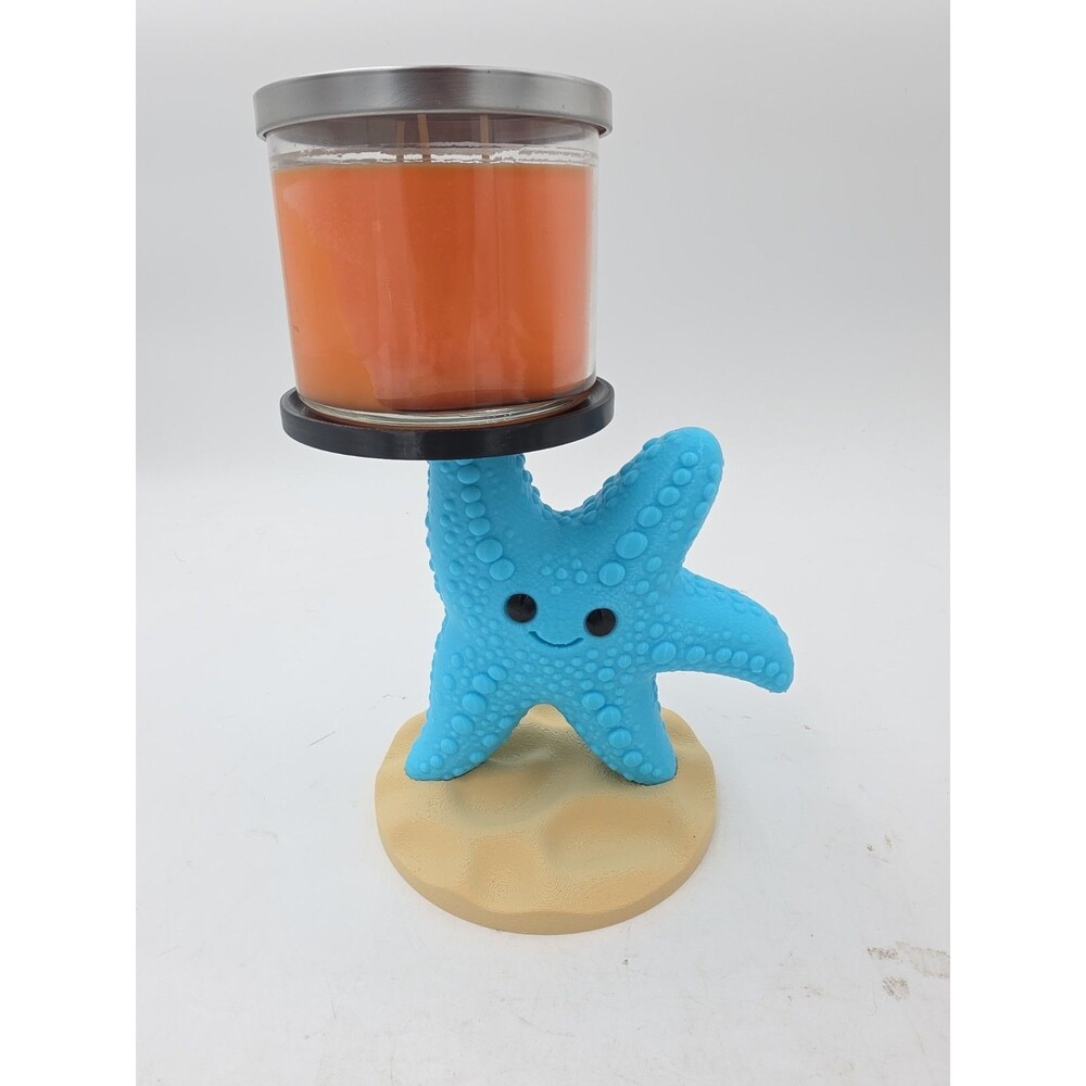 "3D Printed Blue Starfish Candle Holder Stand Beach Display Decor New